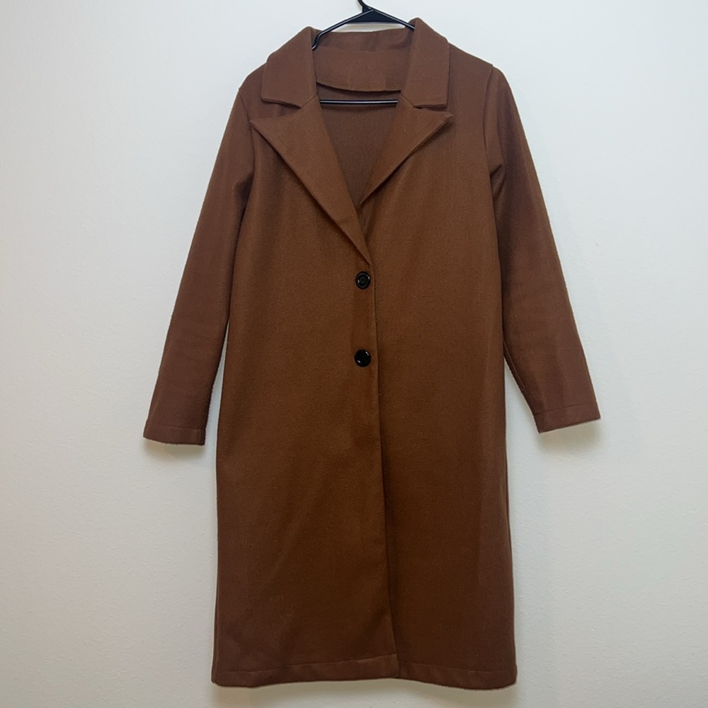 ✨ Brown Longline Midi Coat Size Medium | Like New